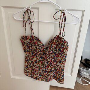 Réalisation Par Silk Floral Print Crop Top